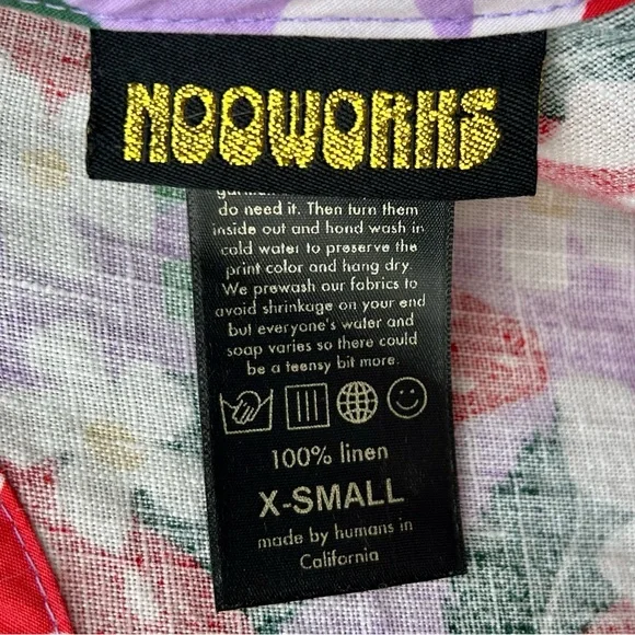 Nooworks Garden Suit Berries strawberry print floral linen jumpsuit XS - Picture 5 of 6